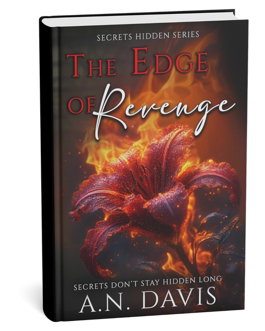 Book cover of 'The Edge of Revenge' by A.N. Davis with fiery design
